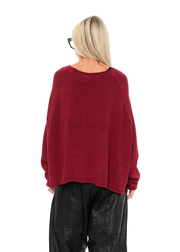 LINEN-BLEND KNITTED PULLOVER