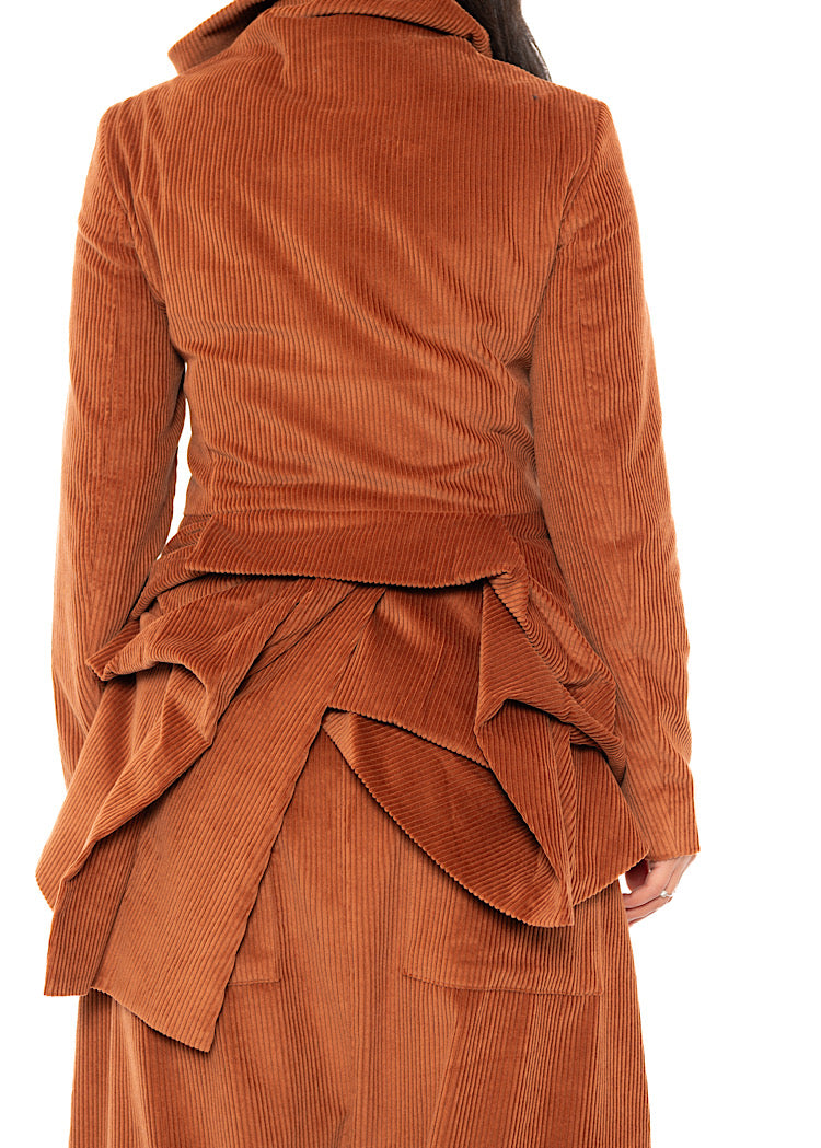 ASYMMETRIC STRETCH CORD VELVET JACKET