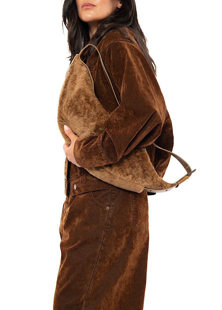 CROSSBODY FUR-FINISHED LEATHER BAG