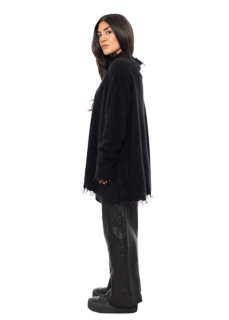 OVERSIZED FOX WOOL SILK KNITTED TUNIC