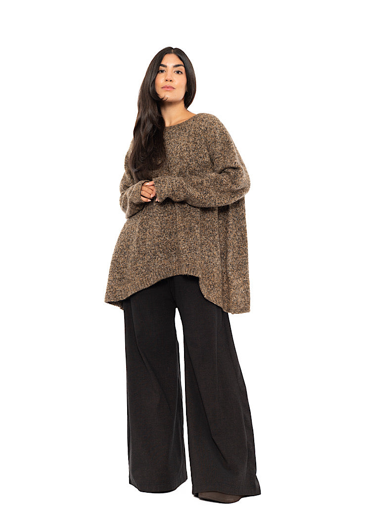 MÉLANGE KNIT ASYMMETRIC PULLOVER