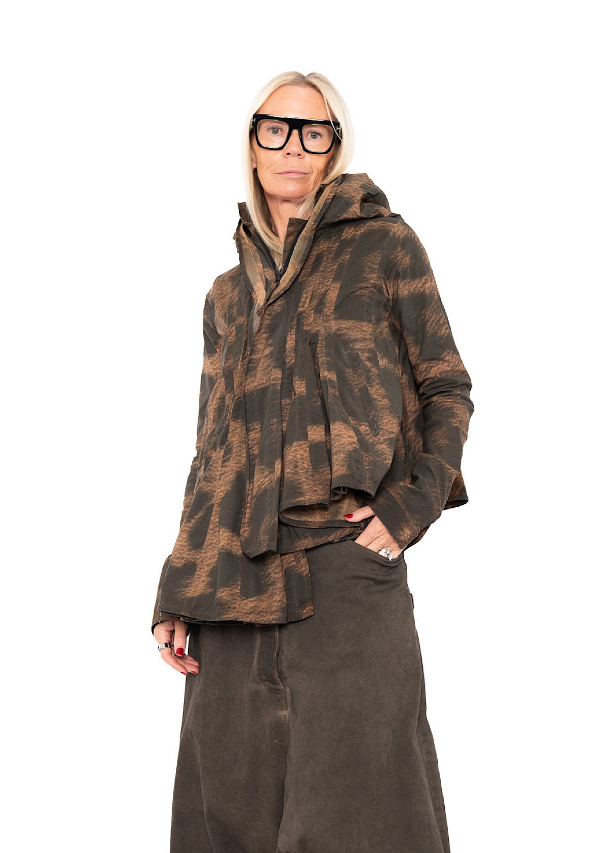 ASYMMETRIC STRETCH LEOPARD PRINT JACKET