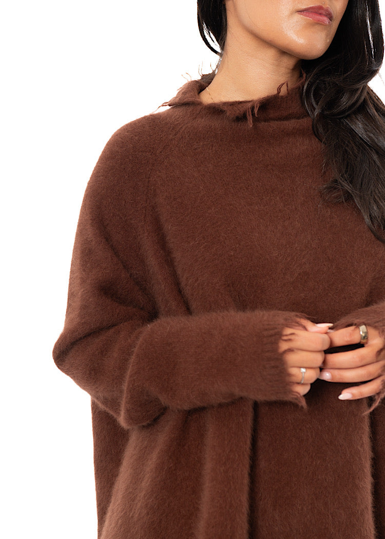 OVERSIZED FOX WOOL SILK KNITTED TUNIC