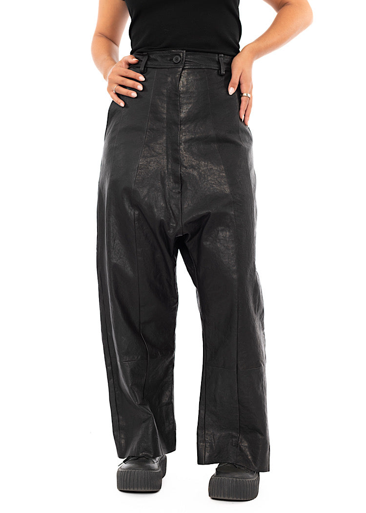 SIGNATURE LEATHER DROP CROTCH TROUSER