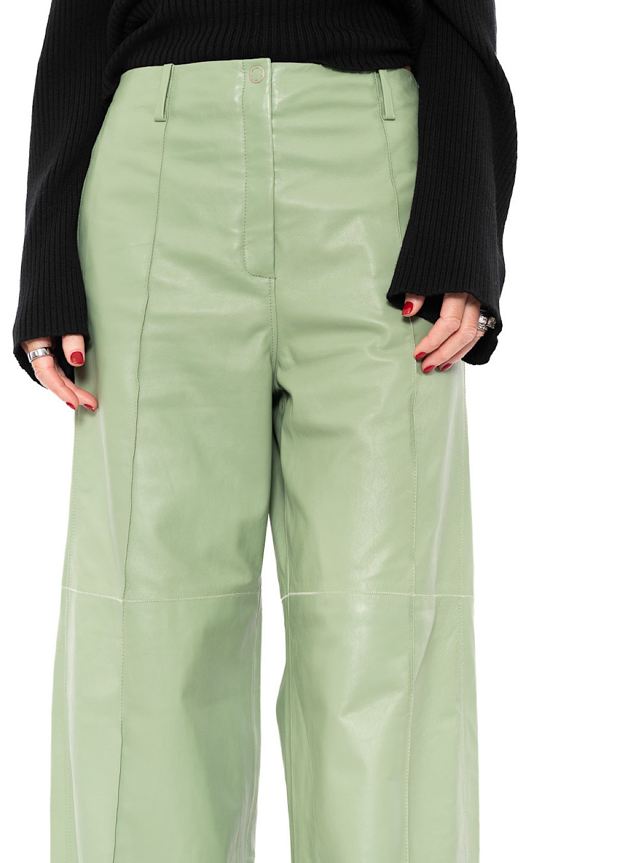 SIGNATURE WIDE LEG LEATHER TROUSER
