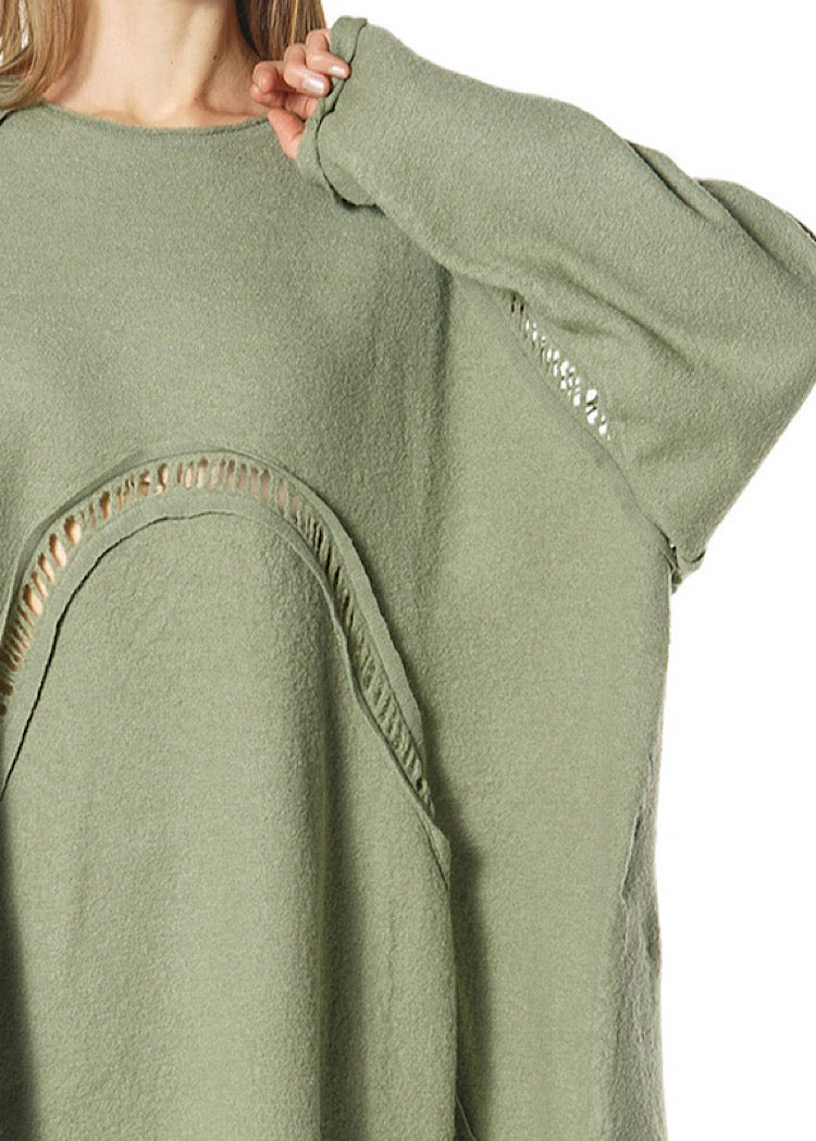 BOILED WOOL LADDER STITCH TUNIC *FOREST* (Shown in PARK)