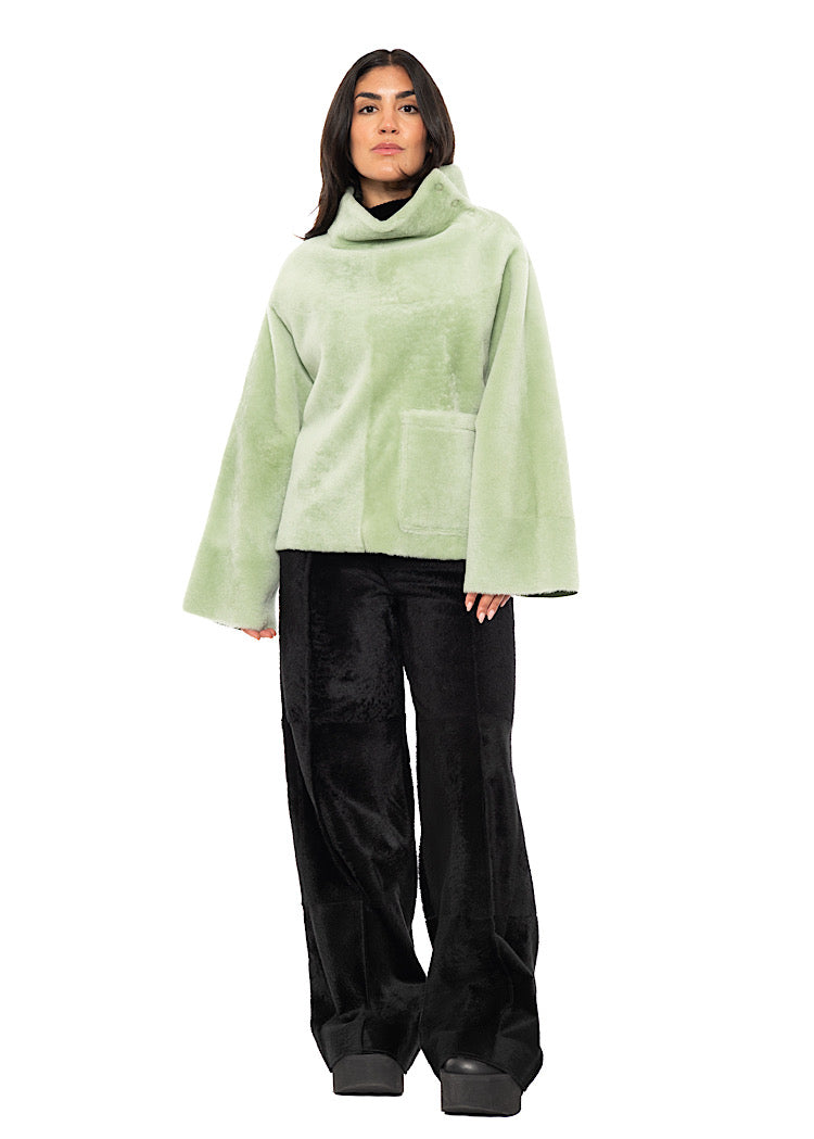 REVERSIBLE FUR-FINISHED PULLOVER
