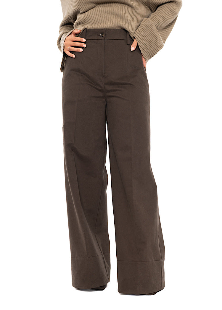 WIDE-LEG COTTON WOOL TROUSER
