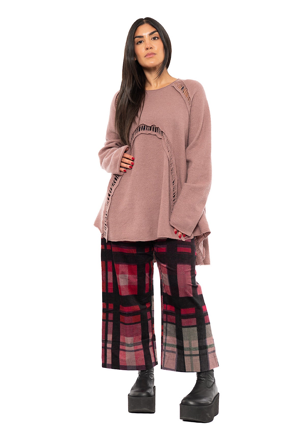 BOILED WOOL LADDER STITCH TUNIC