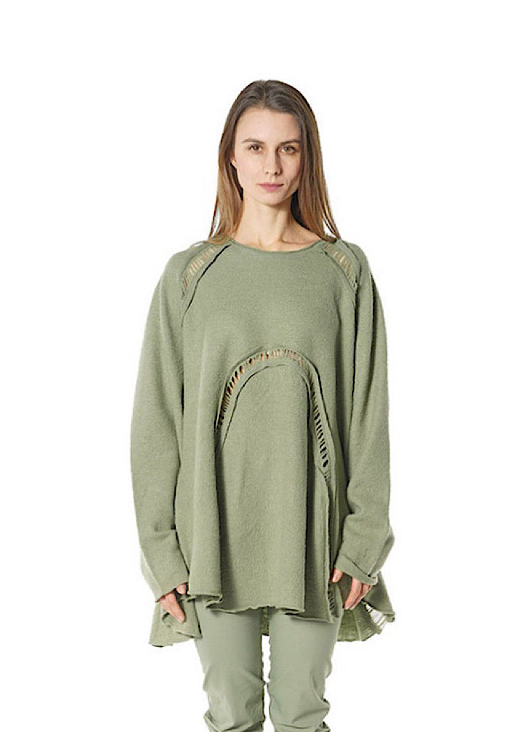 BOILED WOOL LADDER STITCH TUNIC *FOREST* (Shown in PARK)