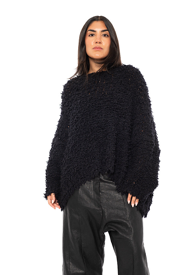 TEXTURED WOOL BLEND PULLOVER