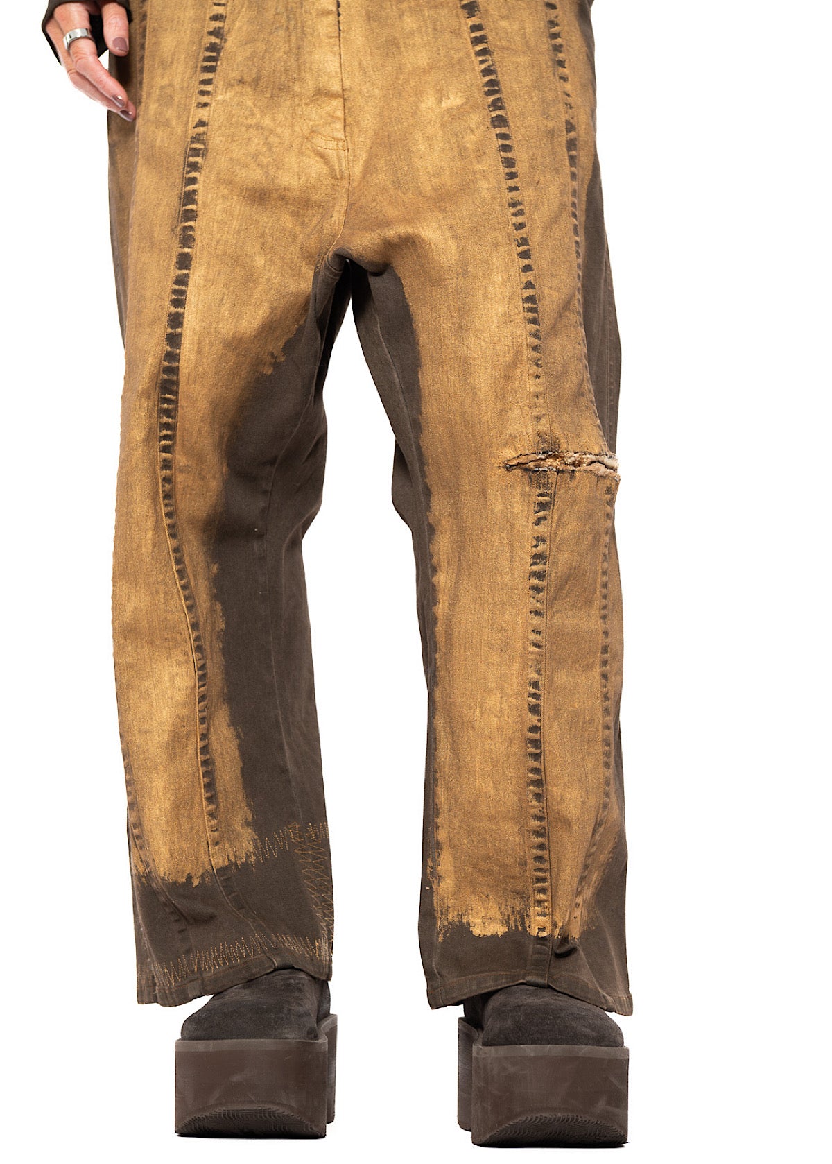HAND-PAINTED GOLD DENIM TROUSER
