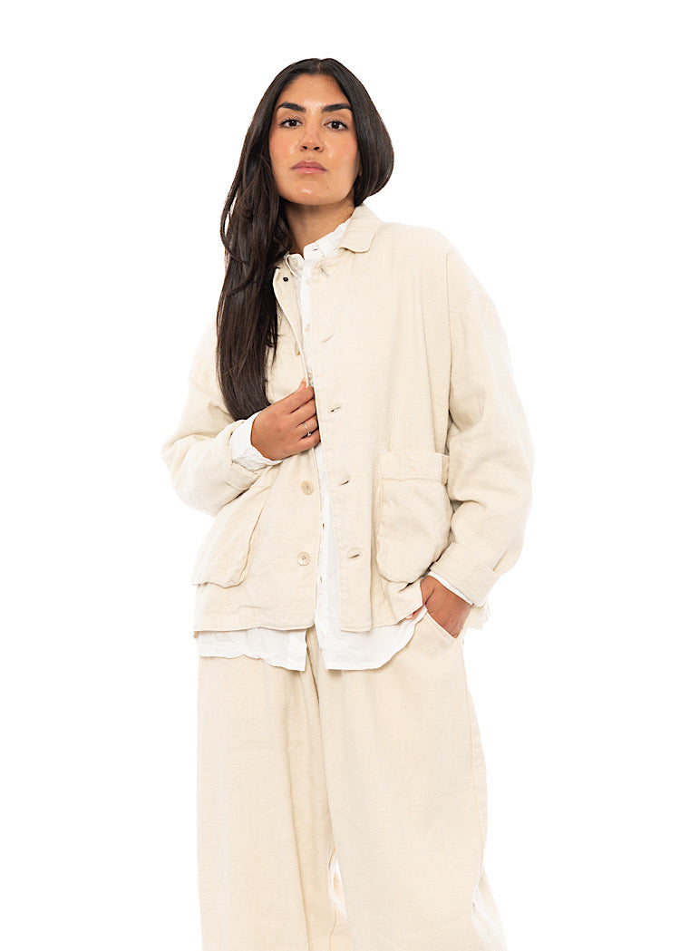 LINEN-COTTON UTILITY JACKET