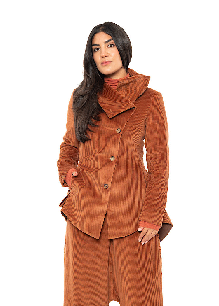 ASYMMETRIC STRETCH CORD VELVET JACKET
