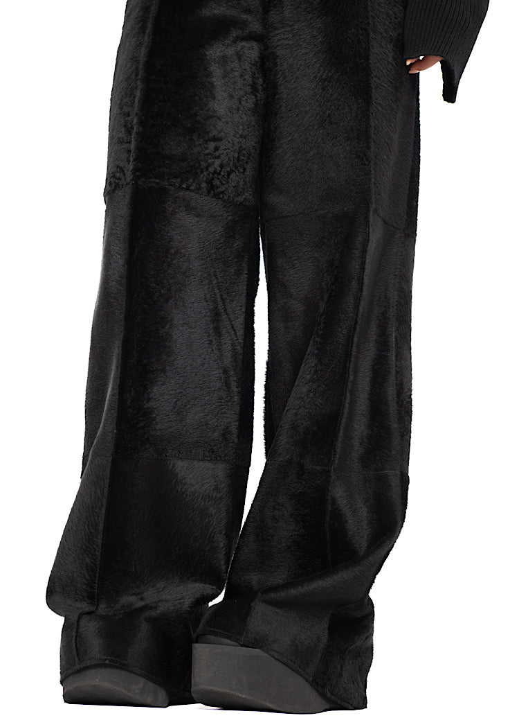 FLARED FUR LEATHER TROUSER