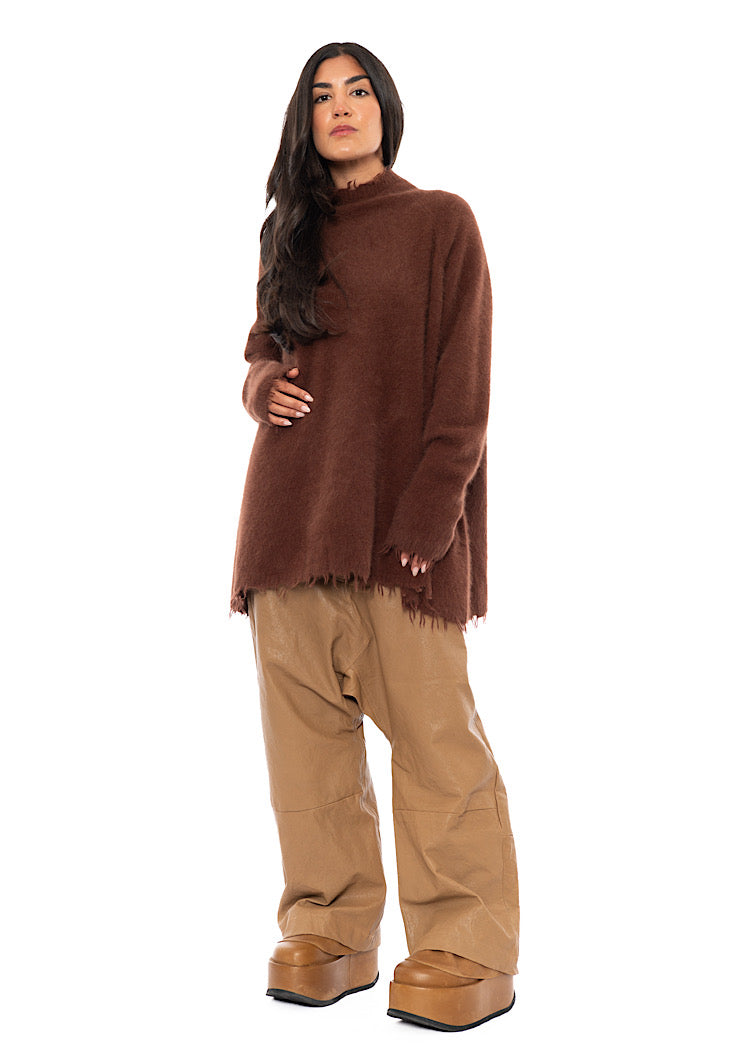 OVERSIZED FOX WOOL SILK KNITTED TUNIC