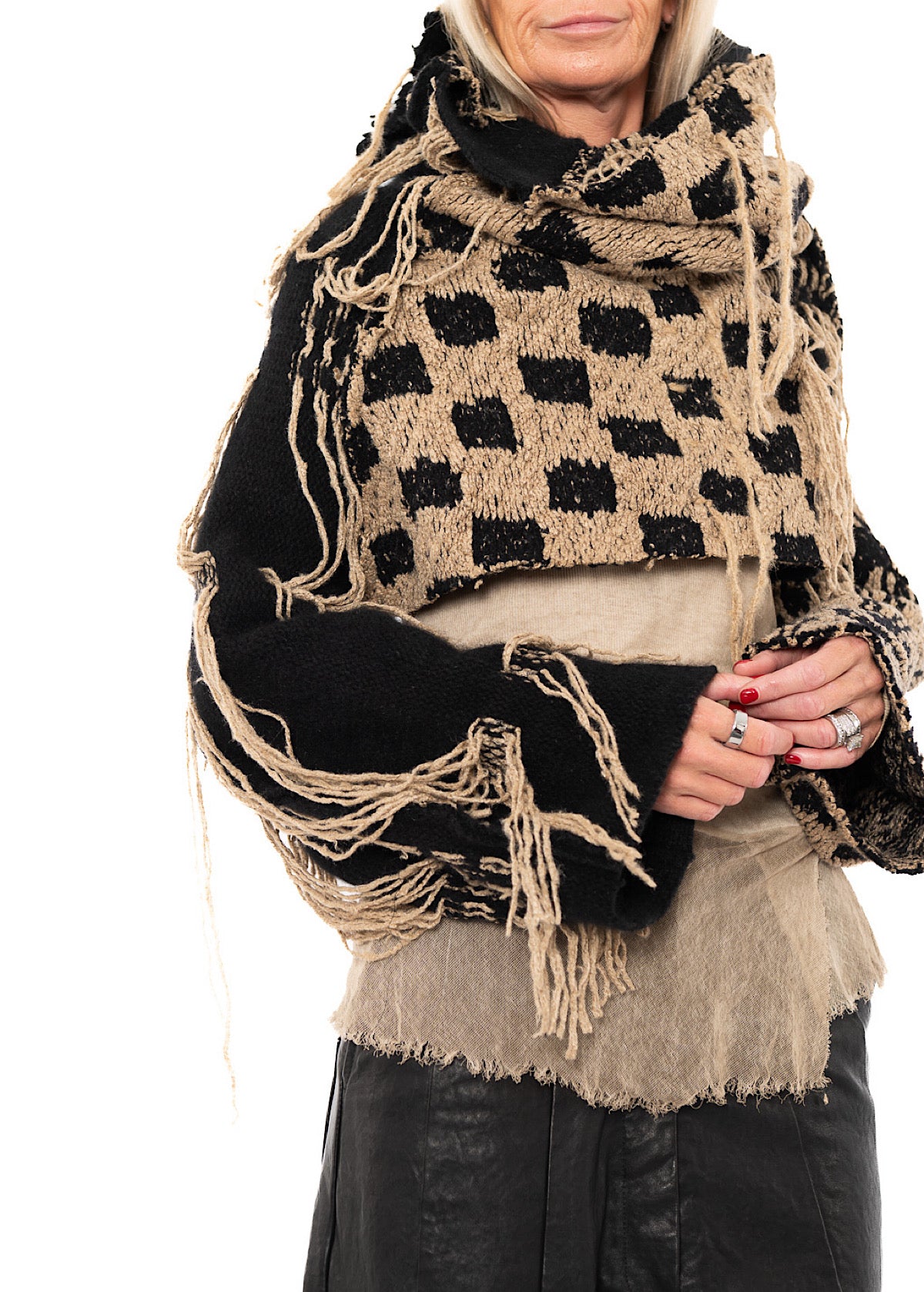 CROPPED TAPESTRY KNIT PULLOVER