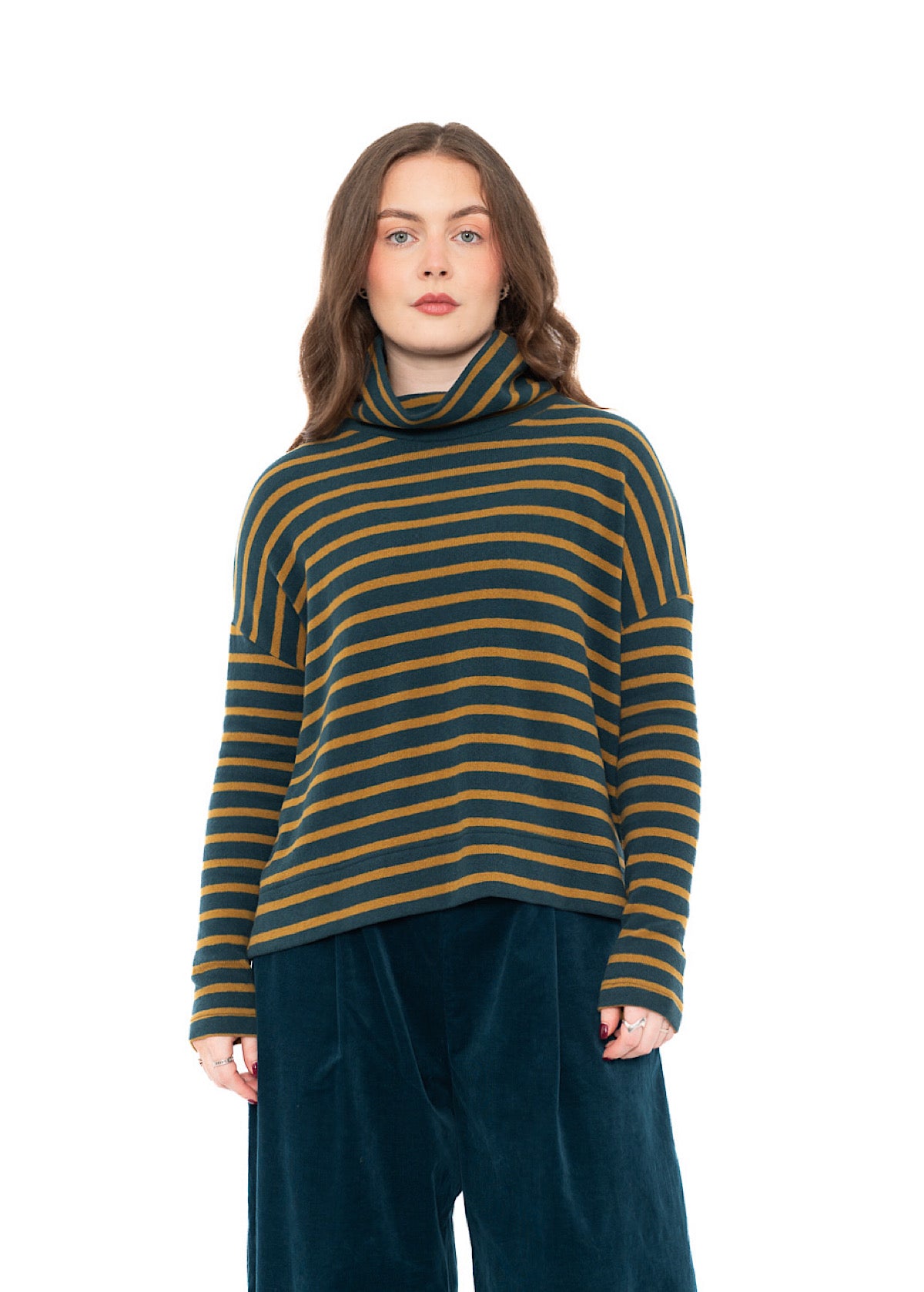 STRIPED COTTON-FLEECE MOYET PULLOVER