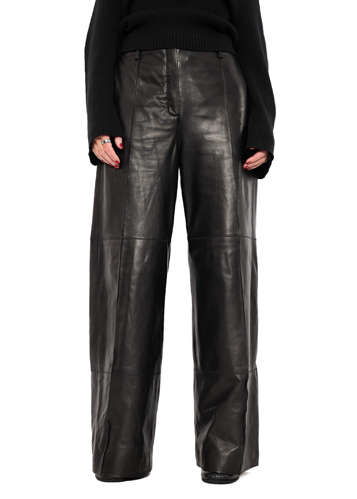 SIGNATURE WIDE LEG LEATHER TROUSER