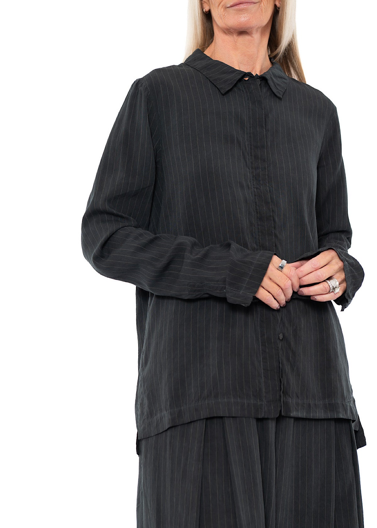 PINSTRIPE VISCOSE-SILK SHIRT