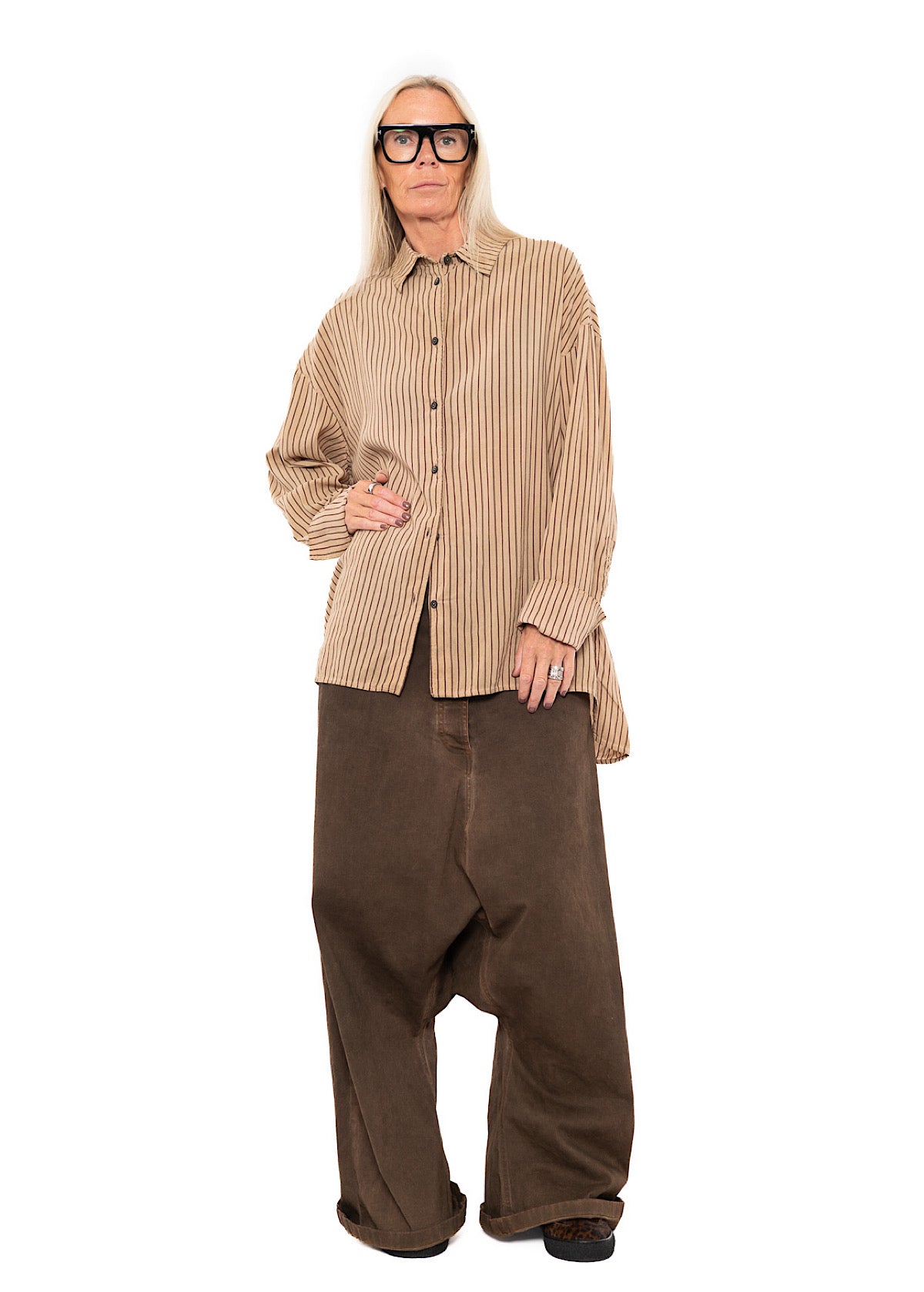 GARMENT-DYED SILK STRIPE SHIRT
