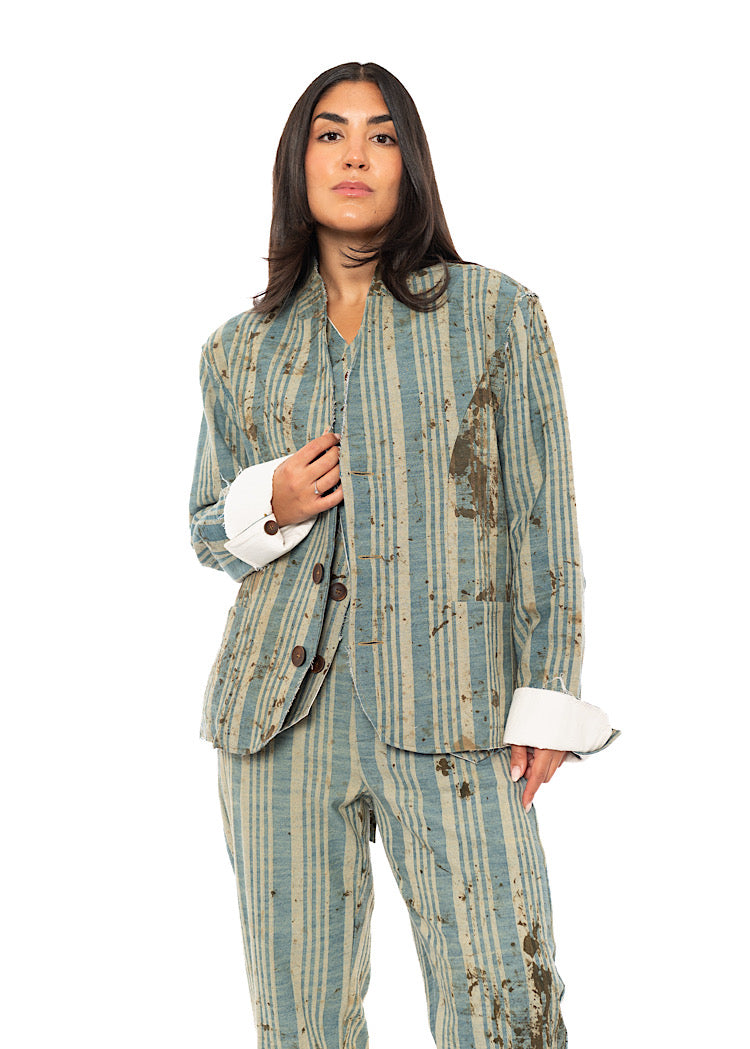 BOXY STRIPED COTTON JACKET