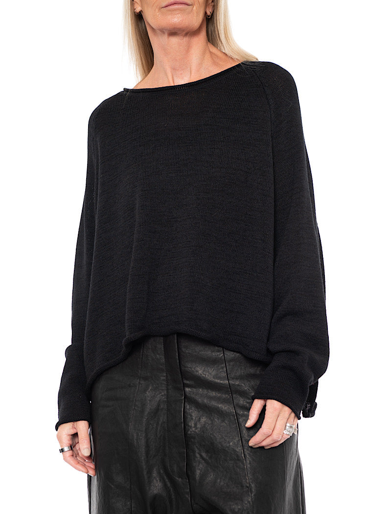 LINEN-BLEND KNITTED PULLOVER