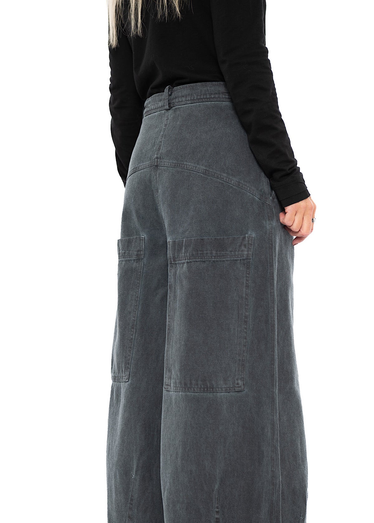 GARMENT-DYED DENIM WIDE LEG TROUSER