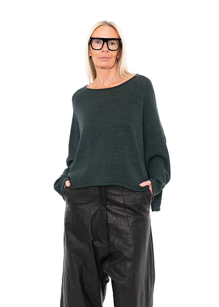 LINEN-BLEND KNITTED PULLOVER