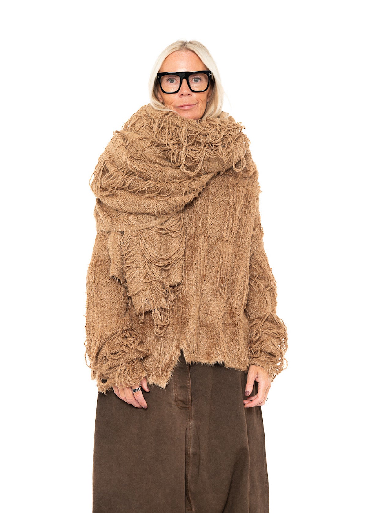 LADDERED SILK KNIT SCARF