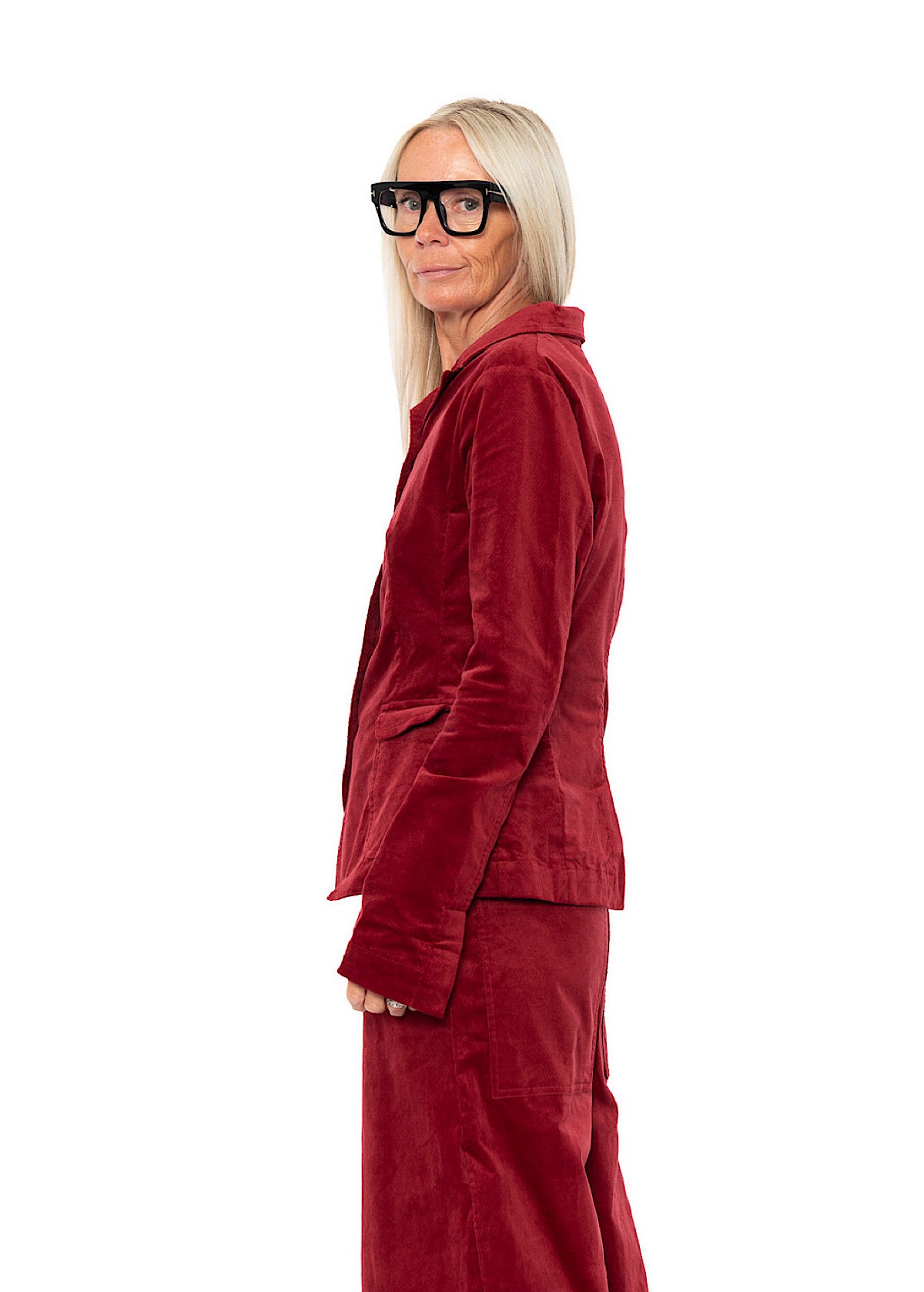TAILORED STRETCH-VELVET JACKET