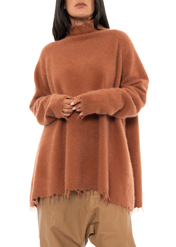 OVERSIZED FOX WOOL SILK KNITTED TUNIC