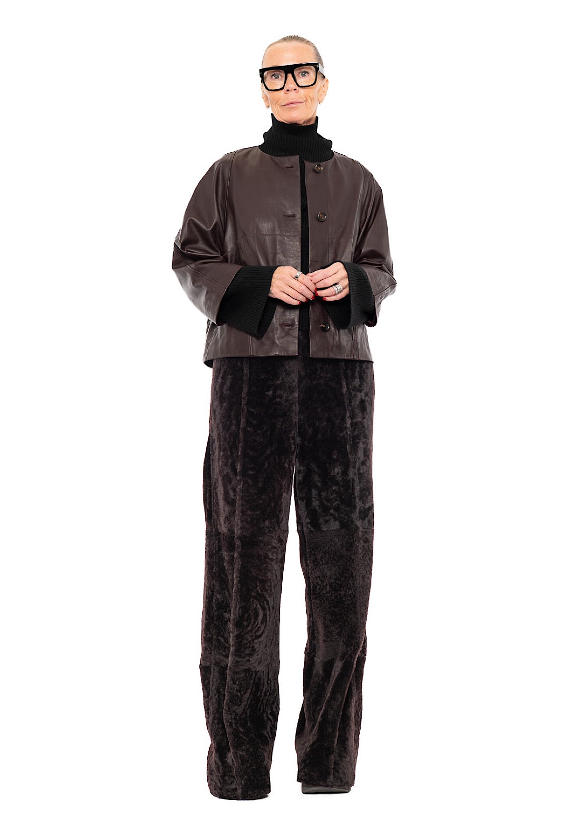 WIDE FUR LEATHER TROUSER
