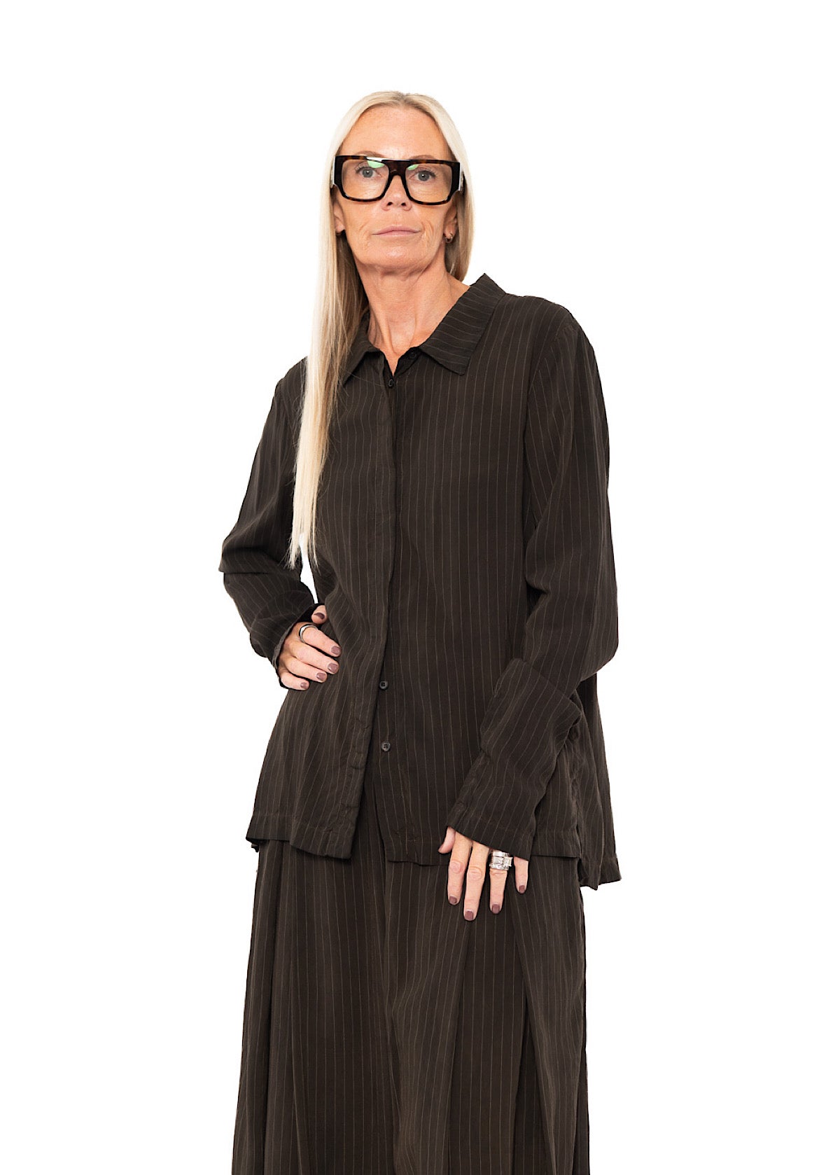 PINSTRIPE VISCOSE-SILK SHIRT