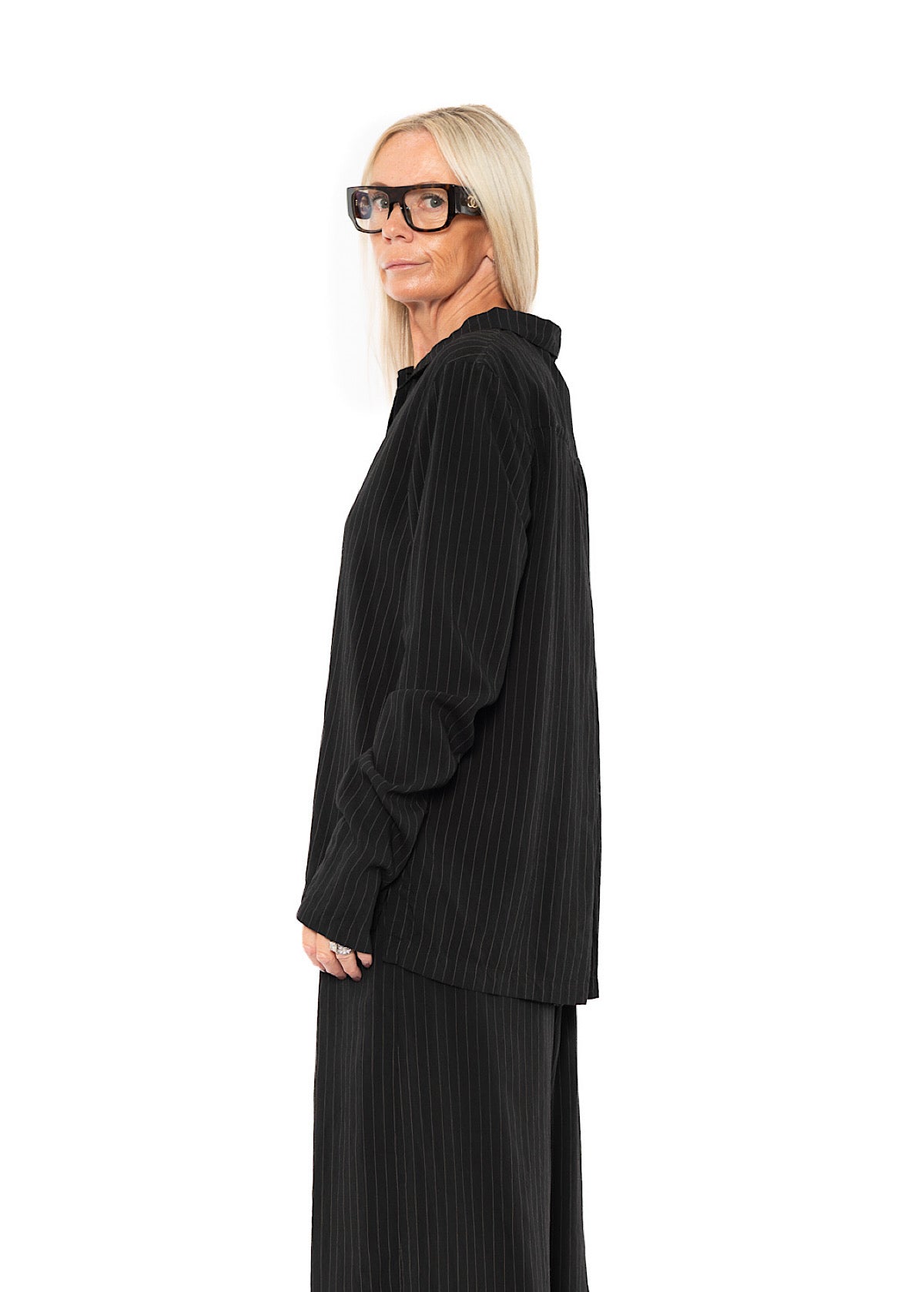 PINSTRIPE VISCOSE-SILK SHIRT