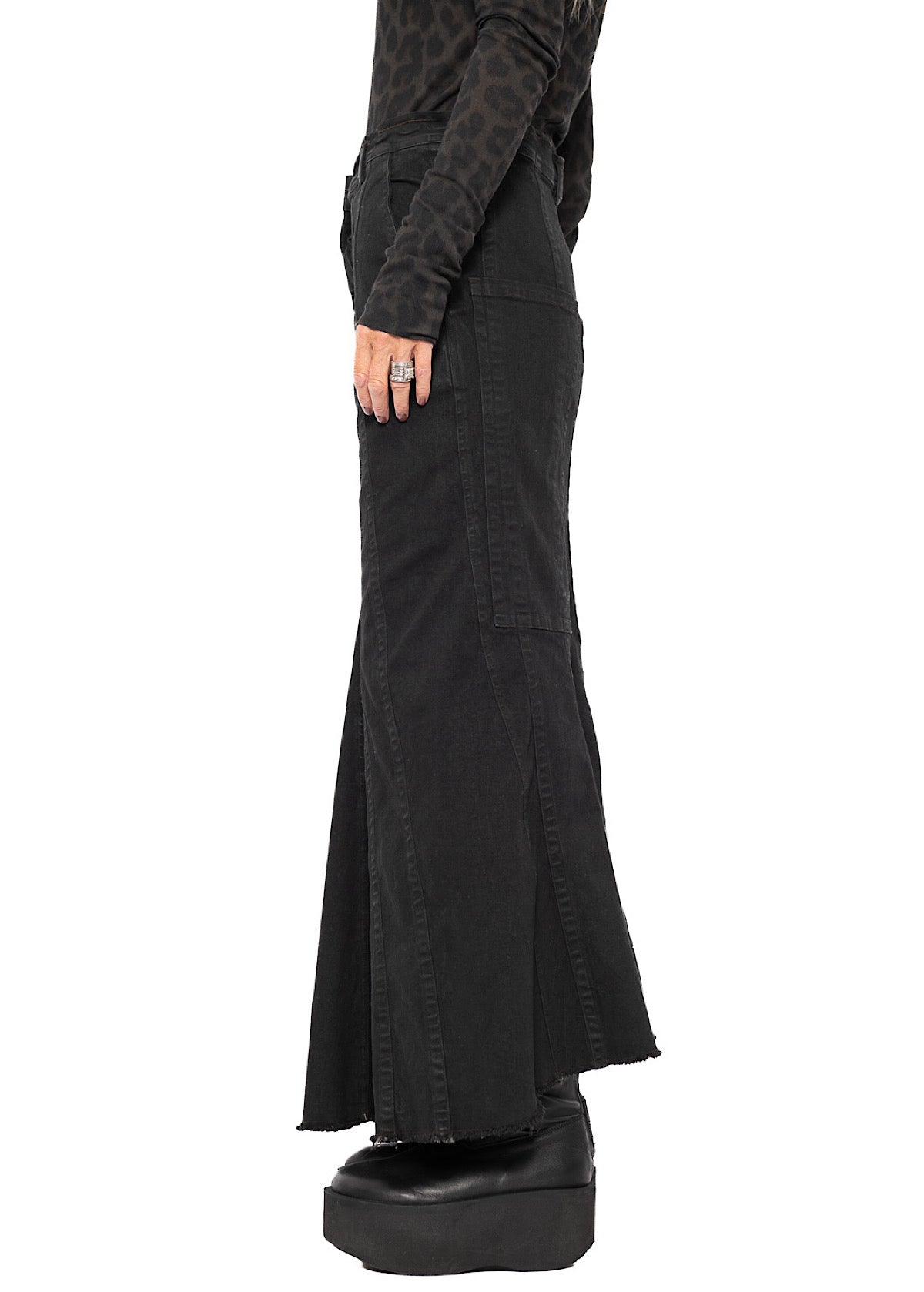 STRETCH DENIM MAXI SKIRT