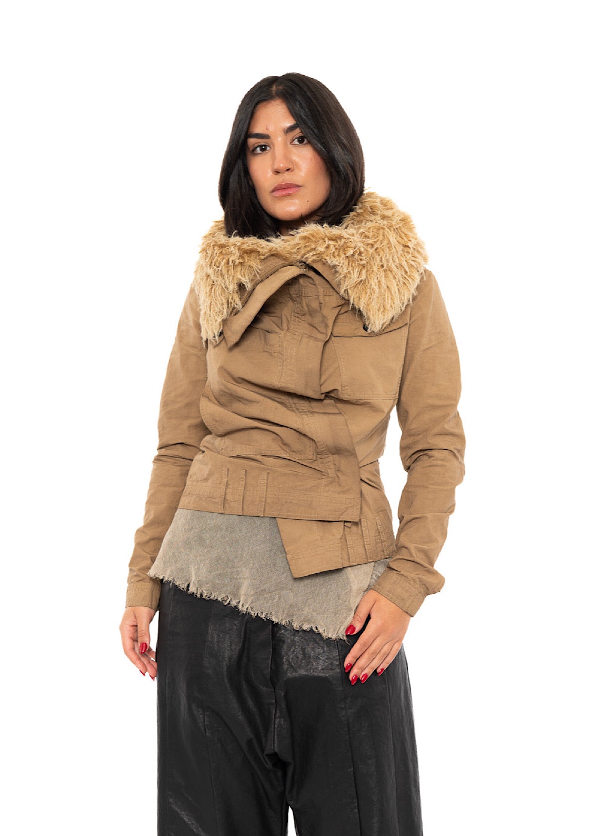 FITTED DETACHABLE FAUX FUR TRIMMED JACKET