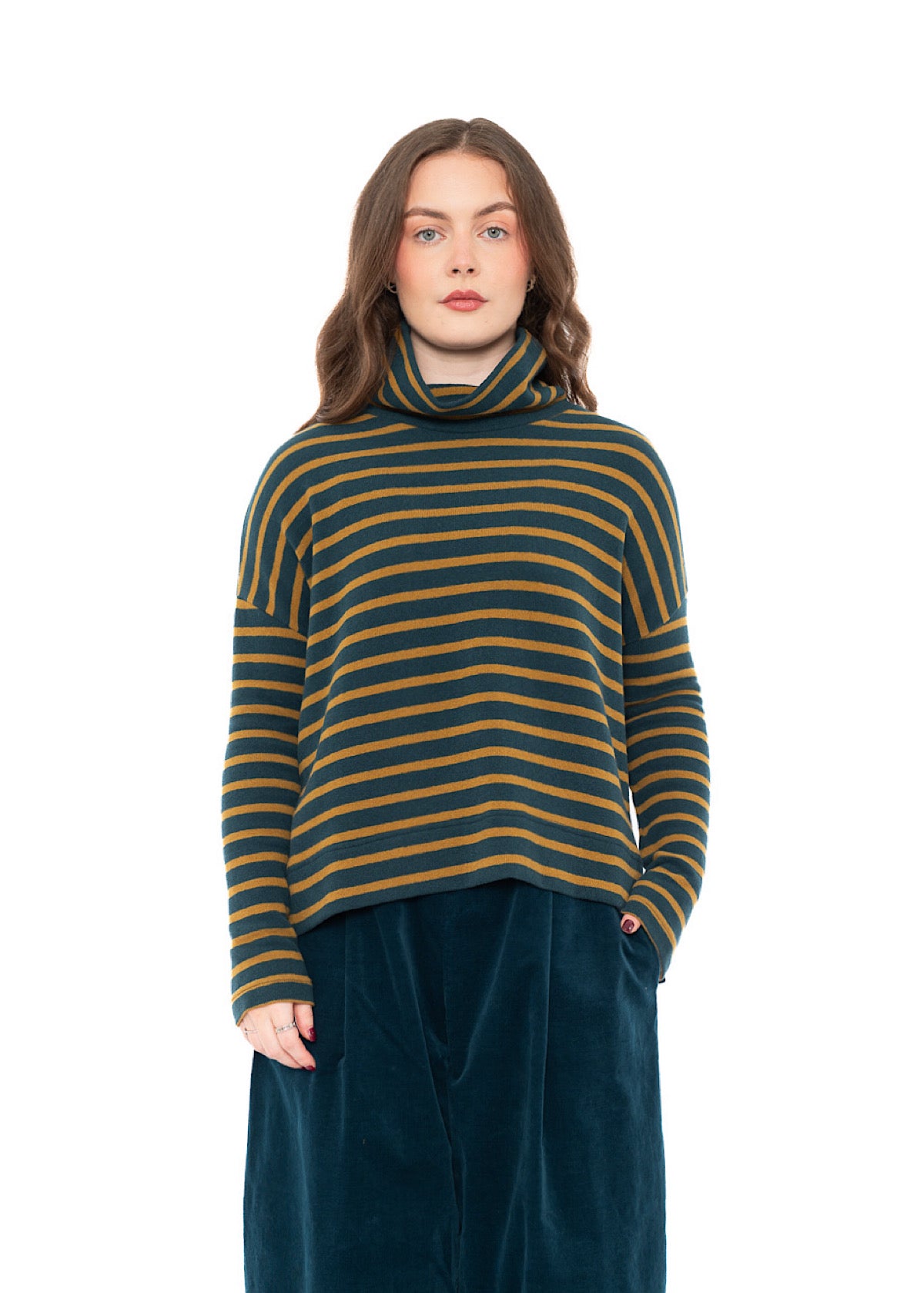 STRIPED COTTON-FLEECE MOYET PULLOVER