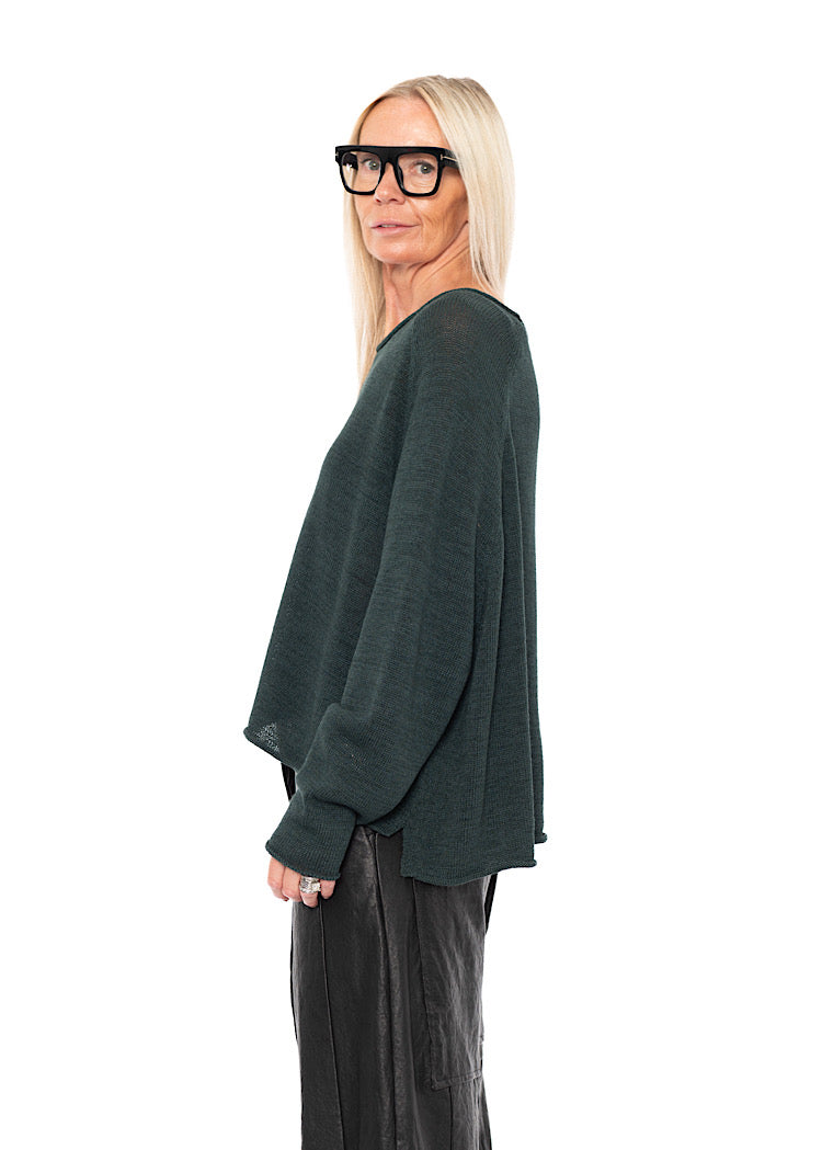 LINEN-BLEND KNITTED PULLOVER