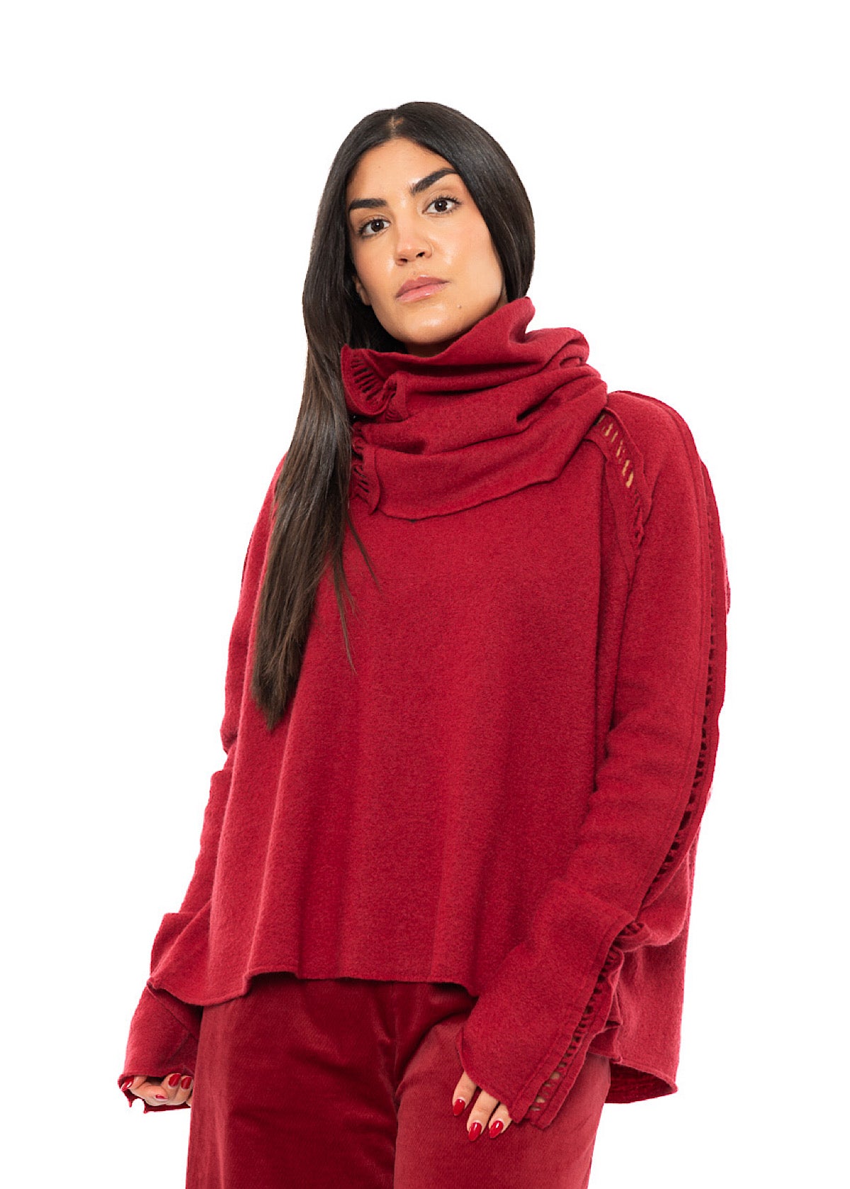 BOILED WOOL LADDER STITCH COLLAR