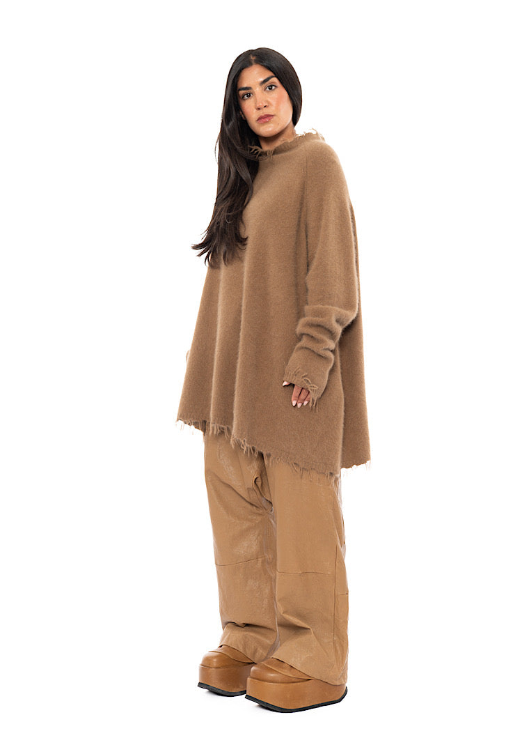 OVERSIZED FOX WOOL SILK KNITTED TUNIC