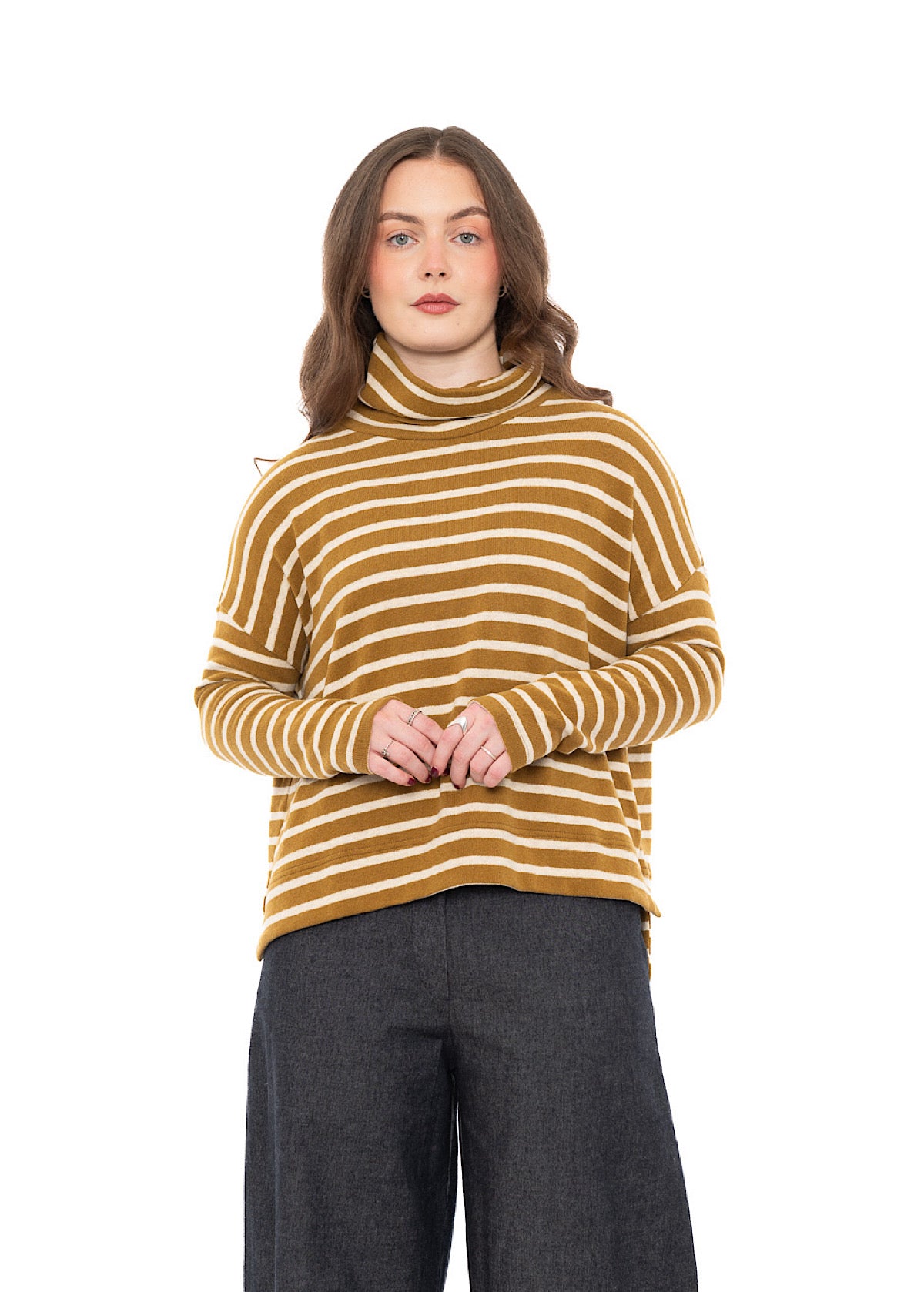STRIPED COTTON-FLEECE MOYET PULLOVER