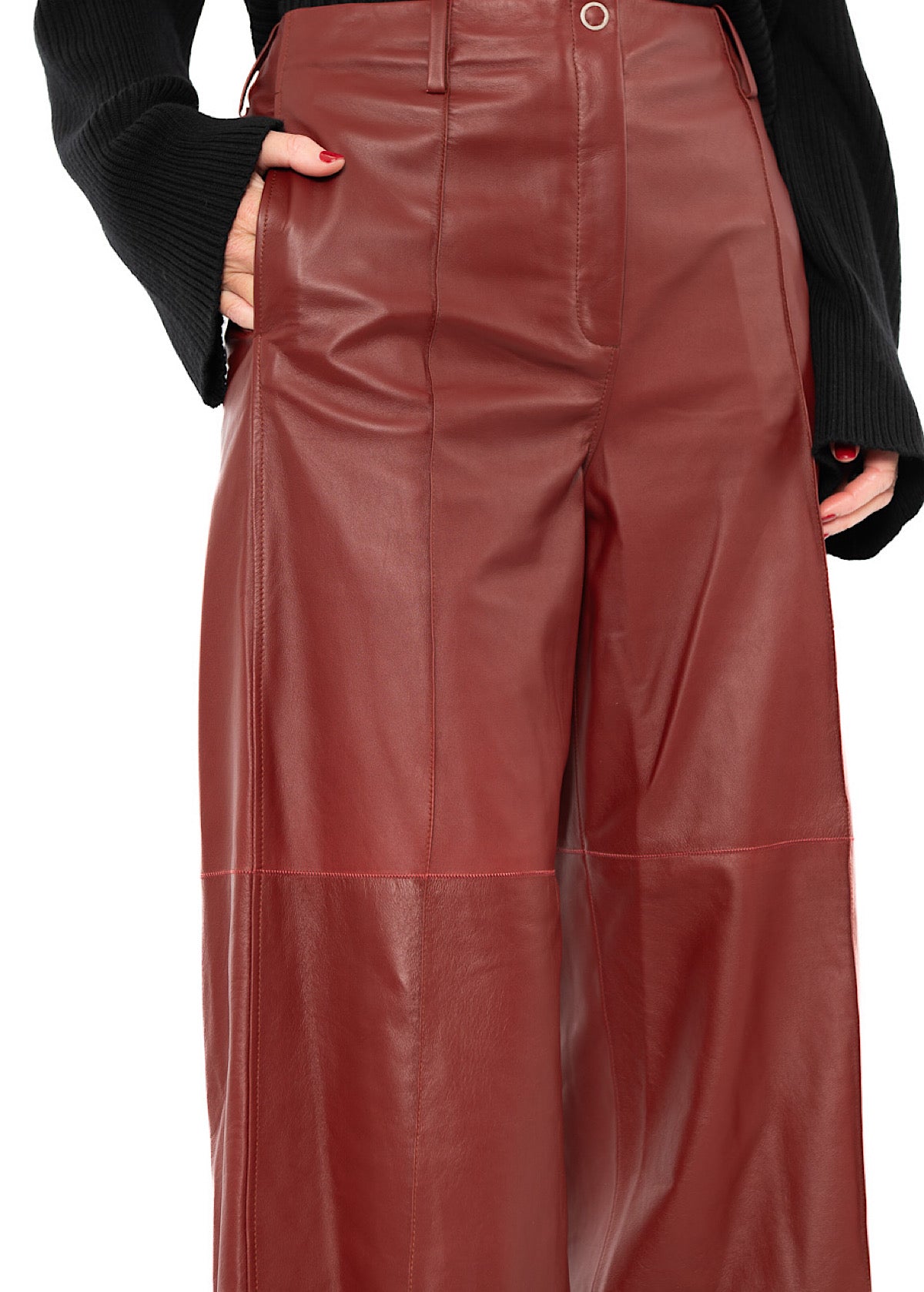 SIGNATURE WIDE LEG LEATHER TROUSER