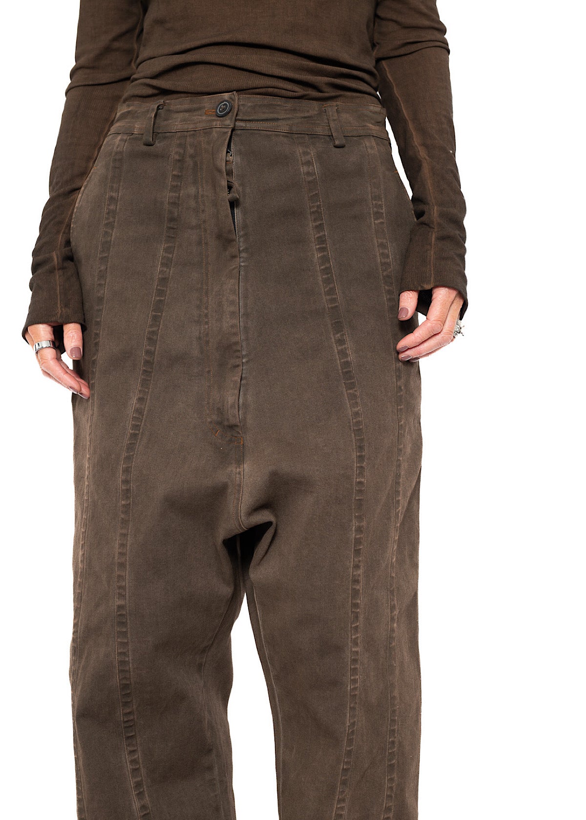 STRAIGHT-LEG DROP-CROTCH DENIM TROUSER
