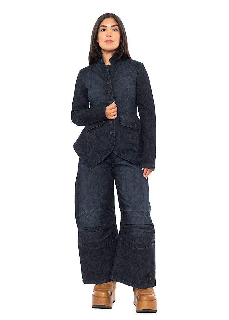 STRETCH HORSESHOE WIDE-LEG TROUSER