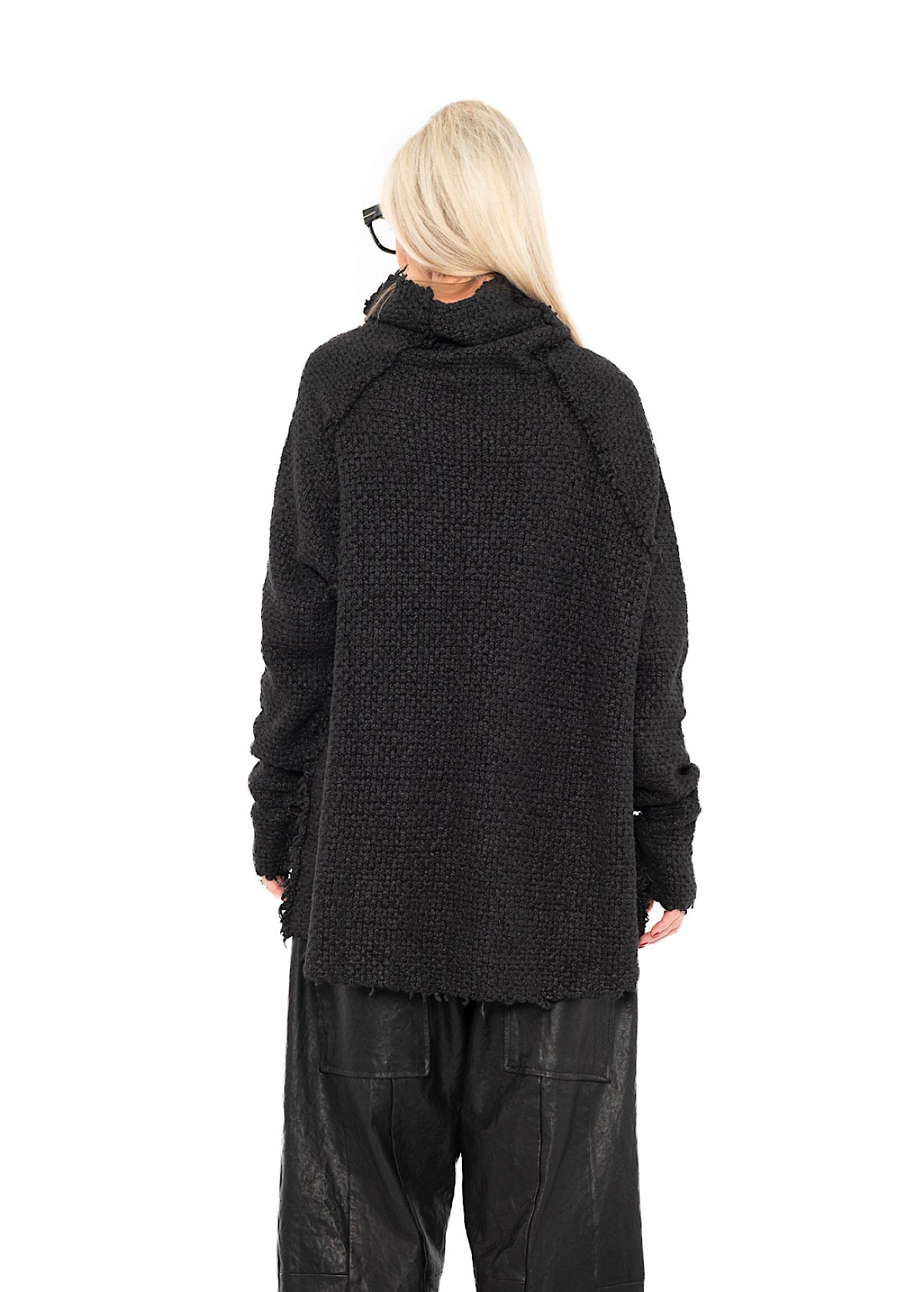 TEXTURED SILK KNIT PULLOVER