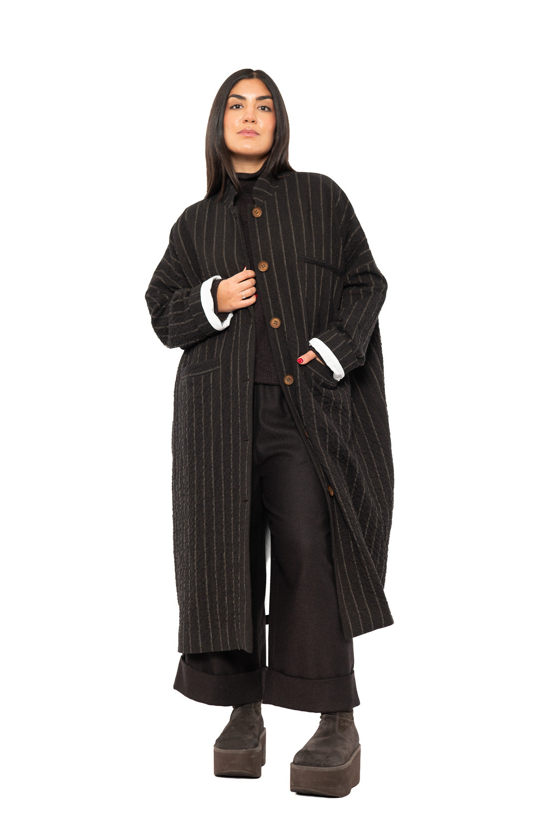 STRIPED WOOL BLEND ISA COAT