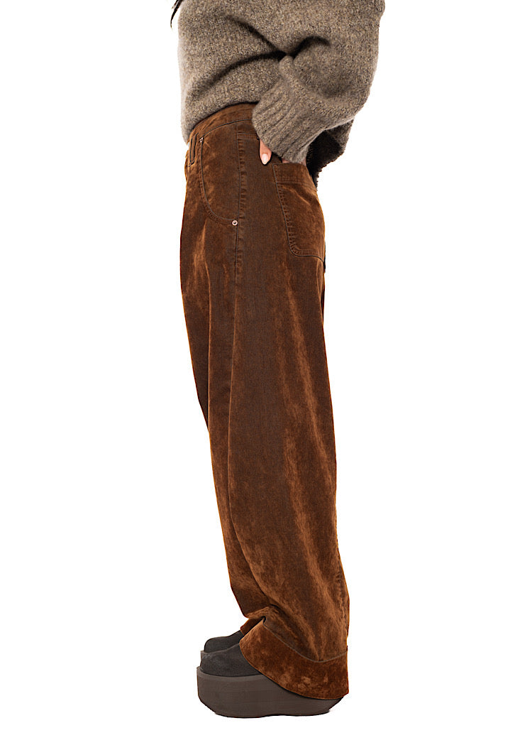 FLOCKED BARREL-LEG TROUSER