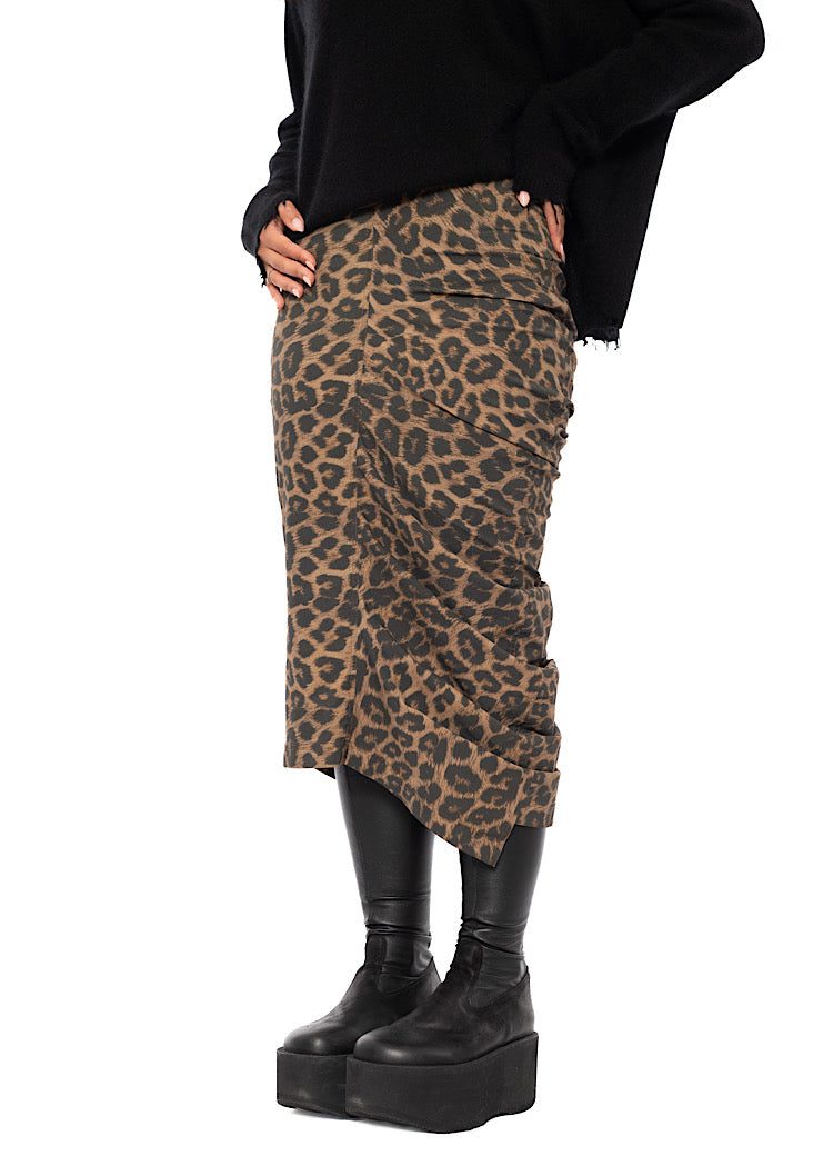 LEOPARD PRINT DRAPED TECHNO SKIRT