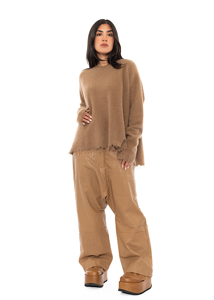 FRAYED FOX WOOL SILK PULLOVER